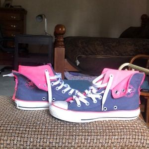 Navy Blue and Hot Pink Converse
